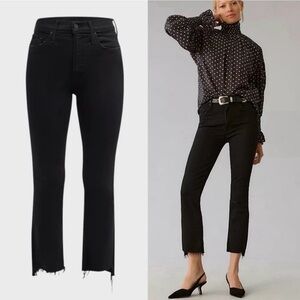 MOTHER Jeans Insider Crop Step Fray Not Guilty Black Size 29